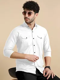 G  Son's Men Slim Fit Solid Spread Collar Casual Shirt (XX-Large, Dark-Blue)-thumb1