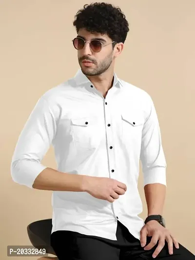 G  Son's Men Slim Fit Solid Spread Collar Casual Shirt (XX-Large, Dark-Blue)-thumb2