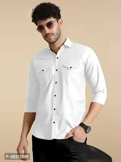 G  Son's Men Slim Fit Solid Spread Collar Casual Shirt (XX-Large, Dark-Blue)-thumb3