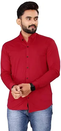 Stylish Polycotton Self Pattern Long Sleeves Casual Shirts For Men