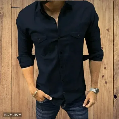 Fancy Cotton Blend Solid Casual Shirt For Men-thumb0