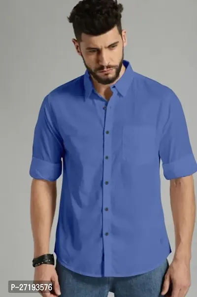 Fancy Cotton Blend Solid Casual Shirt For Men