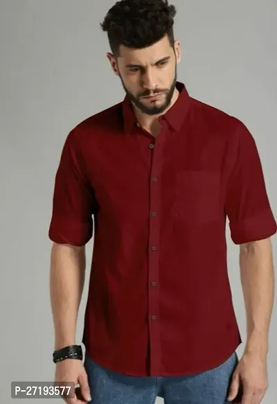 Fancy Cotton Blend Solid Casual Shirt For Men