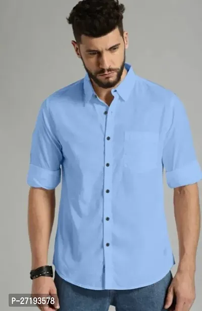 Fancy Cotton Blend Solid Casual Shirt For Men