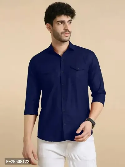 Stylish Polycotton Self Pattern Long Sleeves Casual Shirts For Men