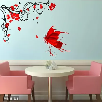 Saiii DesignsDecorative Floral Branch and Butterfly Wall Sticker (97 cm x 80 cm)-thumb0