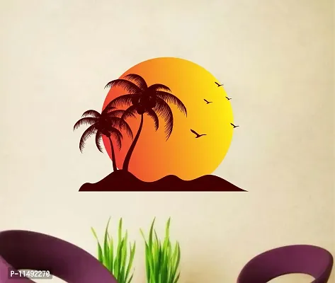 Saiii Designs Sun Beach Birds Wall Sticker Standard Size - 58Cm X 77Cm Color - Multicolor
