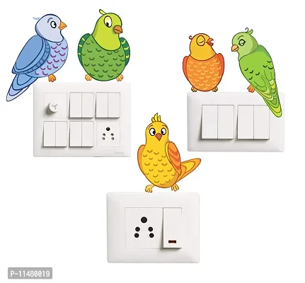 Beautiful Colourful Peagion Switch Board Sticker Size- 9 cm x 5 cm - Set of 3