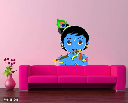 Saiii DesignsLord Krishna with Flute Wall Stickers (79Cm X 60Cm)