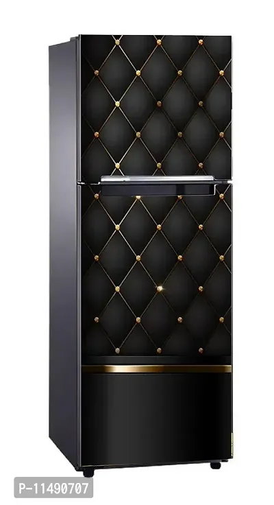 Saiii Designs Decorative Black Backround and Golden Dots Vinyl Fridge Cover Wallpaper Poster Adhesive Vinyl Sticker Fridge wrap Decorative Sticker (PVC Vinyl Covering Area 60cm X 160cm)-thumb0