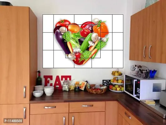 Saiii Designs Waterproof Kitchen Vegetable Heart Wall Sticker Wallpaper/Wall Sticker Multicolour - Kitchen Wall Coverings Area (49Cm X79Cm)-thumb0