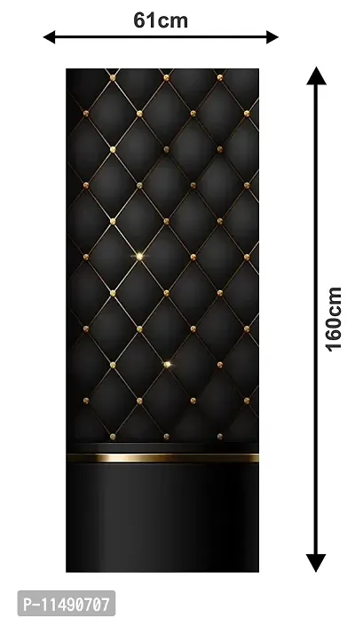 Saiii Designs Decorative Black Backround and Golden Dots Vinyl Fridge Cover Wallpaper Poster Adhesive Vinyl Sticker Fridge wrap Decorative Sticker (PVC Vinyl Covering Area 60cm X 160cm)-thumb3