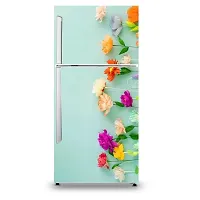 Decorative One Side Flowers Vinyl Fridge Cover Wallpaper Poster Adhesive Vinyl Sticker Fridge wrap Decorative Sticker (PVC Vinyl Covering Area 60cm X 160cm)-thumb1