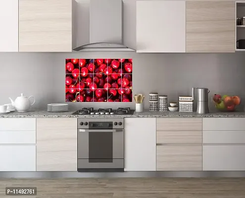 Saiii Designs Red Cherries Waterproof and Anti Oil Stain Kitchen Sticker-thumb0