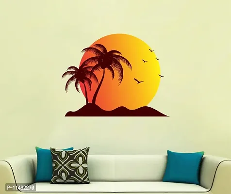 Saiii Designs Sun Beach Birds Wall Sticker Standard Size - 58Cm X 77Cm Color - Multicolor-thumb2