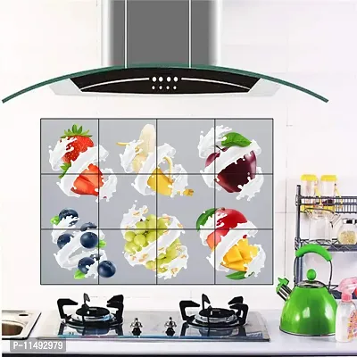 Saiii Designs Waterproof Kitchen Fresh Fruits Wall Sticker Wallpaper/Wall Sticker Multicolour - Kitchen Wall Coverings Area (49Cm X79Cm)