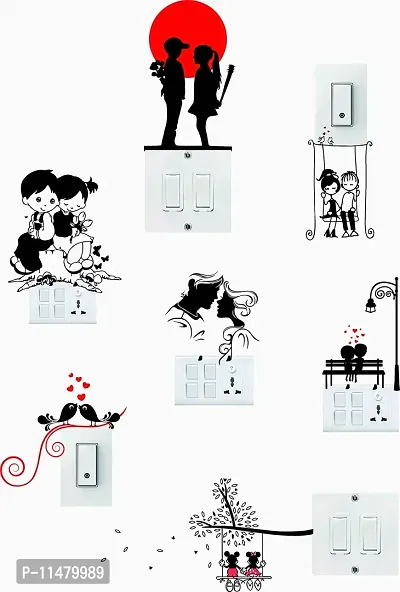 Saiii Designs Cute Loving Coupels Switch Board Wall Sticker