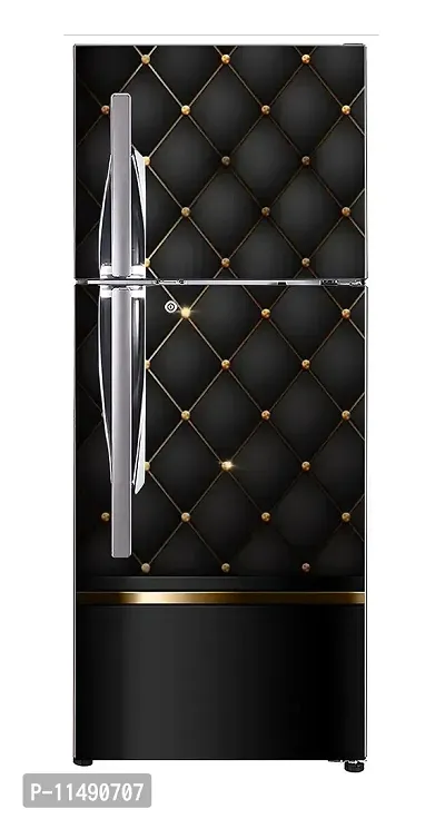 Saiii Designs Decorative Black Backround and Golden Dots Vinyl Fridge Cover Wallpaper Poster Adhesive Vinyl Sticker Fridge wrap Decorative Sticker (PVC Vinyl Covering Area 60cm X 160cm)-thumb2