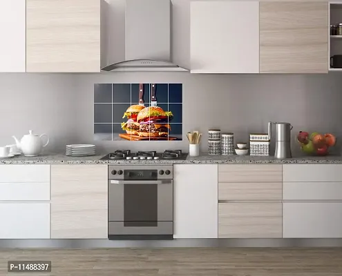 Saiii Designs Vegetable Cheese Burger Waterproof and Anti Oil Stain Kitchen Sticker