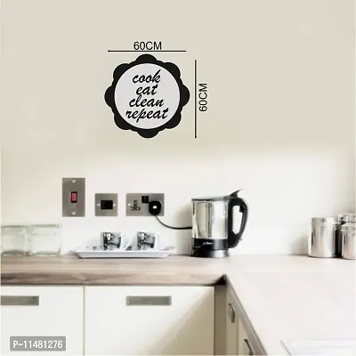 Saiii DesignsCook Eat Clean Repeat' Quote Wall Sticker for Kitchen,Restaurent,Dining Room (PVC Vinyl,60 cm x 60cm)-thumb3