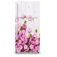 Decorative Pink Flowers Vinyl Fridge Cover Wallpaper Poster Adhesive Vinyl Sticker Fridge wrap Decorative Sticker (PVC Vinyl Covering Area 60cm X 160cm)-thumb1