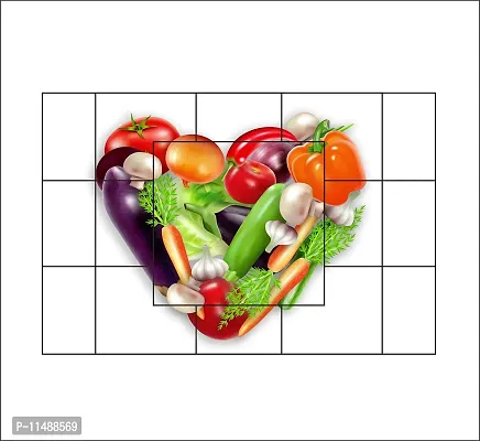 Saiii Designs Waterproof Kitchen Vegetable Heart Wall Sticker Wallpaper/Wall Sticker Multicolour - Kitchen Wall Coverings Area (49Cm X79Cm)-thumb2