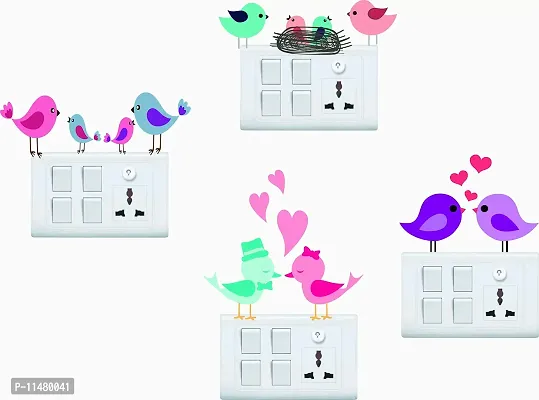 Saiii Designs Colourful Loving Bird Switch Board Wall Sticker