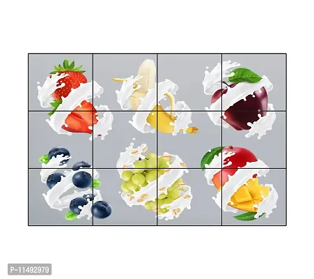 Saiii Designs Waterproof Kitchen Fresh Fruits Wall Sticker Wallpaper/Wall Sticker Multicolour - Kitchen Wall Coverings Area (49Cm X79Cm)-thumb2