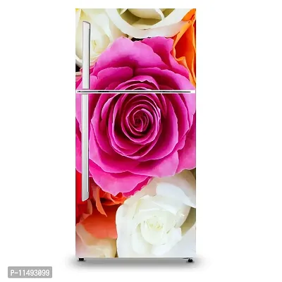 Decorative White Flowers Vinyl Fridge Cover Wallpaper Poster Adhesive Vinyl Sticker Fridge wrap Decorative Sticker (PVC Vinyl Covering Area 60cm X 160cm)-thumb2