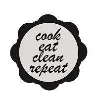 Saiii DesignsCook Eat Clean Repeat' Quote Wall Sticker for Kitchen,Restaurent,Dining Room (PVC Vinyl,60 cm x 60cm)-thumb1