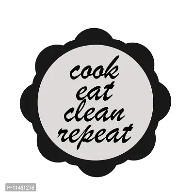 Saiii DesignsCook Eat Clean Repeat' Quote Wall Sticker for Kitchen,Restaurent,Dining Room (PVC Vinyl,60 cm x 60cm)-thumb2