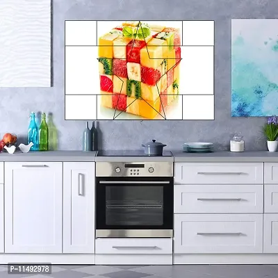 Saiii Designs Waterproof Kitchen Fruit Cube Wall Sticker Wallpaper/Wall Sticker Multicolour - Kitchen Wall Coverings Area (49Cm X79Cm)