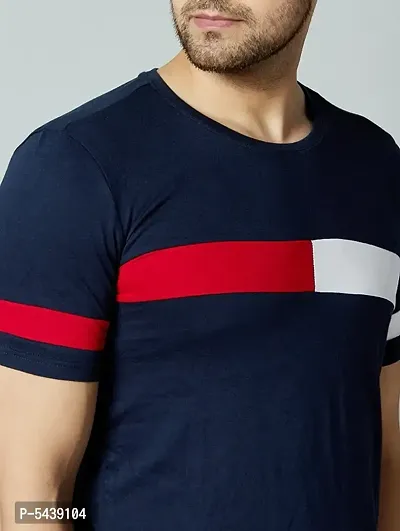 Trendy Navy Blue mens colour block t-shirt-thumb2