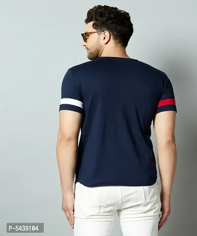 Trendy Navy Blue mens colour block t-shirt-thumb3
