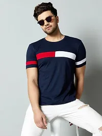 Trendy Navy Blue mens colour block t-shirt-thumb3