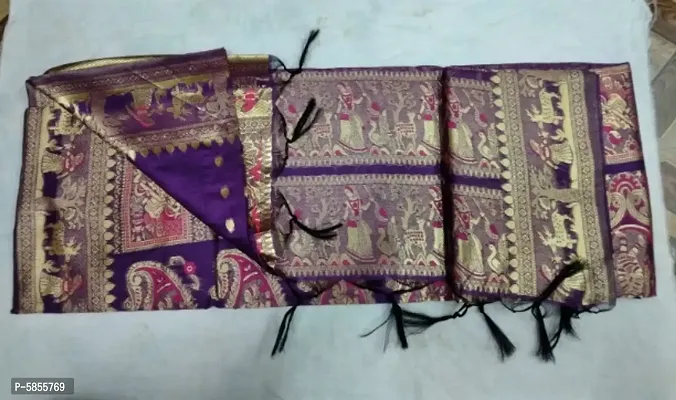 Stylish Art Baluchuri Silk Woven Design Saree With Blouse Piece-thumb0