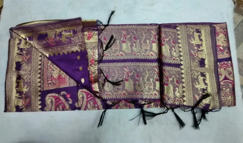 Baluchari Art Silk Woven Design Sarees With Blouse Piece