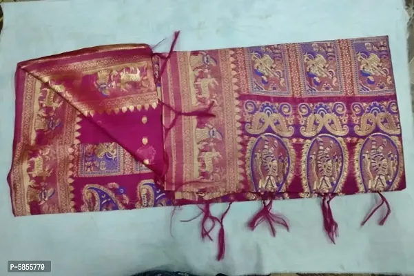 Stylish Art Baluchuri Silk Woven Design Saree With Blouse Piece