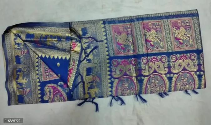 Stylish Art Baluchuri Silk Woven Design Saree With Blouse Piece
