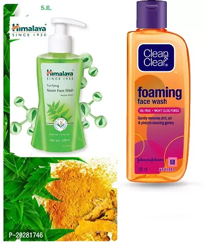 Himaliya  Purifying Neem Face Wash 200ml  Clean  clear Foaming face Wash 150 ml Combo Pack