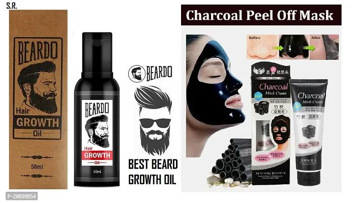 Beardo Hair Growth Oil 50 ml  Charcoal Peel Off Mask 100 ml