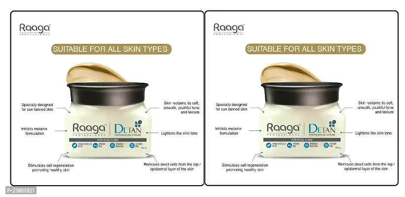 Raaga Professtional Detan Full Glowing Suitable All Skin Type  500gm  Pack Of-2