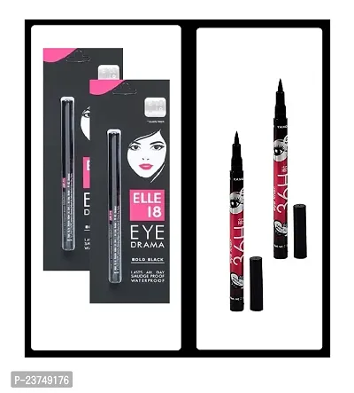 ELLE 18 Drama Kajal   Kajal  (Pack Of-2)  With 36H Eye Liner (Pack Of-2)