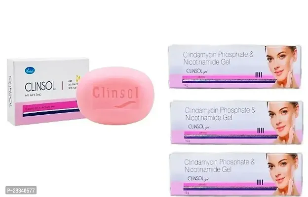 Clinsol Anti Acne Soap 75 gm  With Clinsol  icotinamide Gel 15 gm Pack Of-3