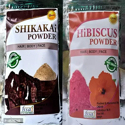 2 in 1 100% Organic Shikakai and Hibiscus Powder Each 50 gm