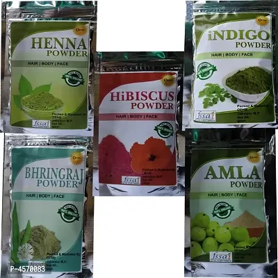 OEHB 100% Organic 5 IN 1 Hair Care Amla, Henna, Bhringraj, Indigo and Hibiscus Powder for Hair  (250 g)-thumb0
