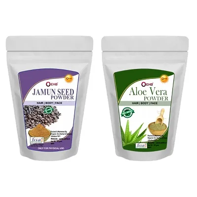 OEHB 100% Organic Jamun Seed Powder and Aloe Vera Powder Each 100gm