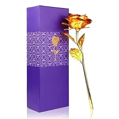 Golden Foil Rose Flower With Luxury Gift Box And Bag Great Gift Idea For Valentine S Day, Mother S Day, Thanksgiving Day, Christmas, Birthday, Anniversary Home Artificial Rose Flower