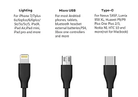 Siwi 3-in-1 Charging Cable for Hisense Infinity H60 / H 60 USB Cable 3-in-1 Multi Quick Charge Fast Charging Charger Cable for All Micro USB, iPh and Type-C Devices (3.1 Amp, 1 Meter/3.3 Feet, BM2, Black)-thumb1