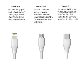 Siwi 3-in-1 Charging Cable for Lava BeU USB Cable 3-in-1 Multi Quick Charge Fast Charging Charger Cable for All Micro USB, iPh and Type-C Devices (3.1 Amp, 1 Meter/3.3 Feet, WM2, White)-thumb1